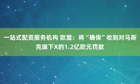 一站式配资服务机构 欧盟：将“确保”收到对马斯克旗下X的1.2亿欧元罚款